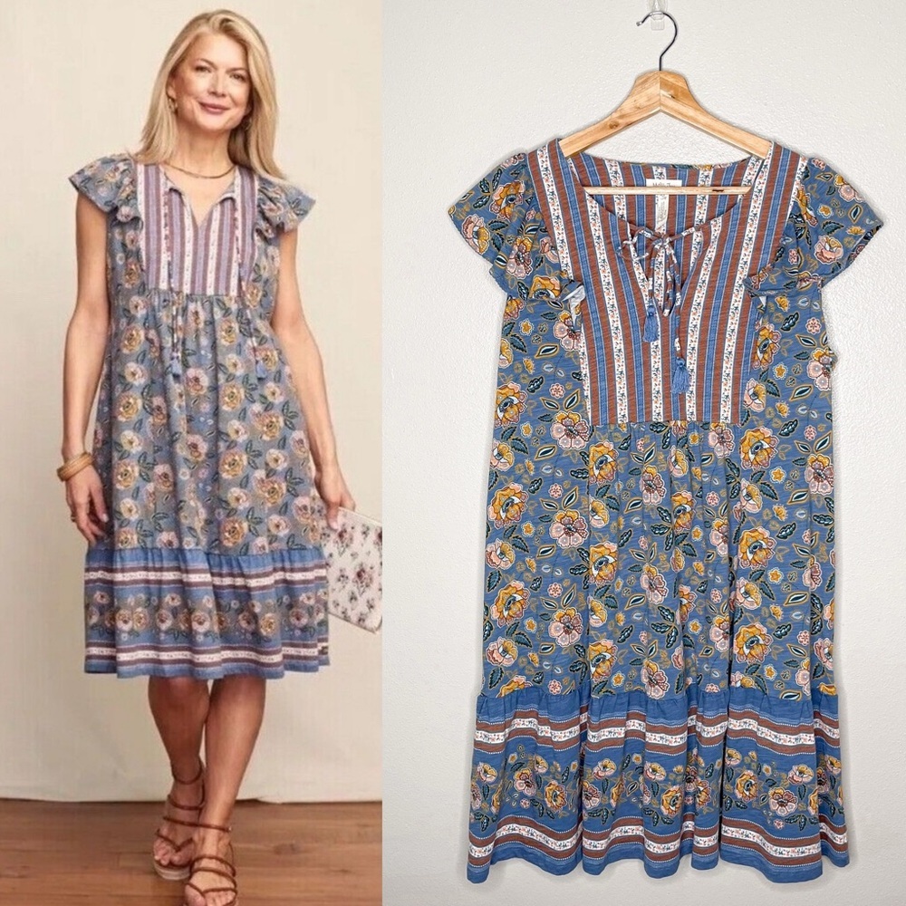 Matilda Jane | Heart to Heart Pasture‎ Blue Floral Flutter Sleeve Dress